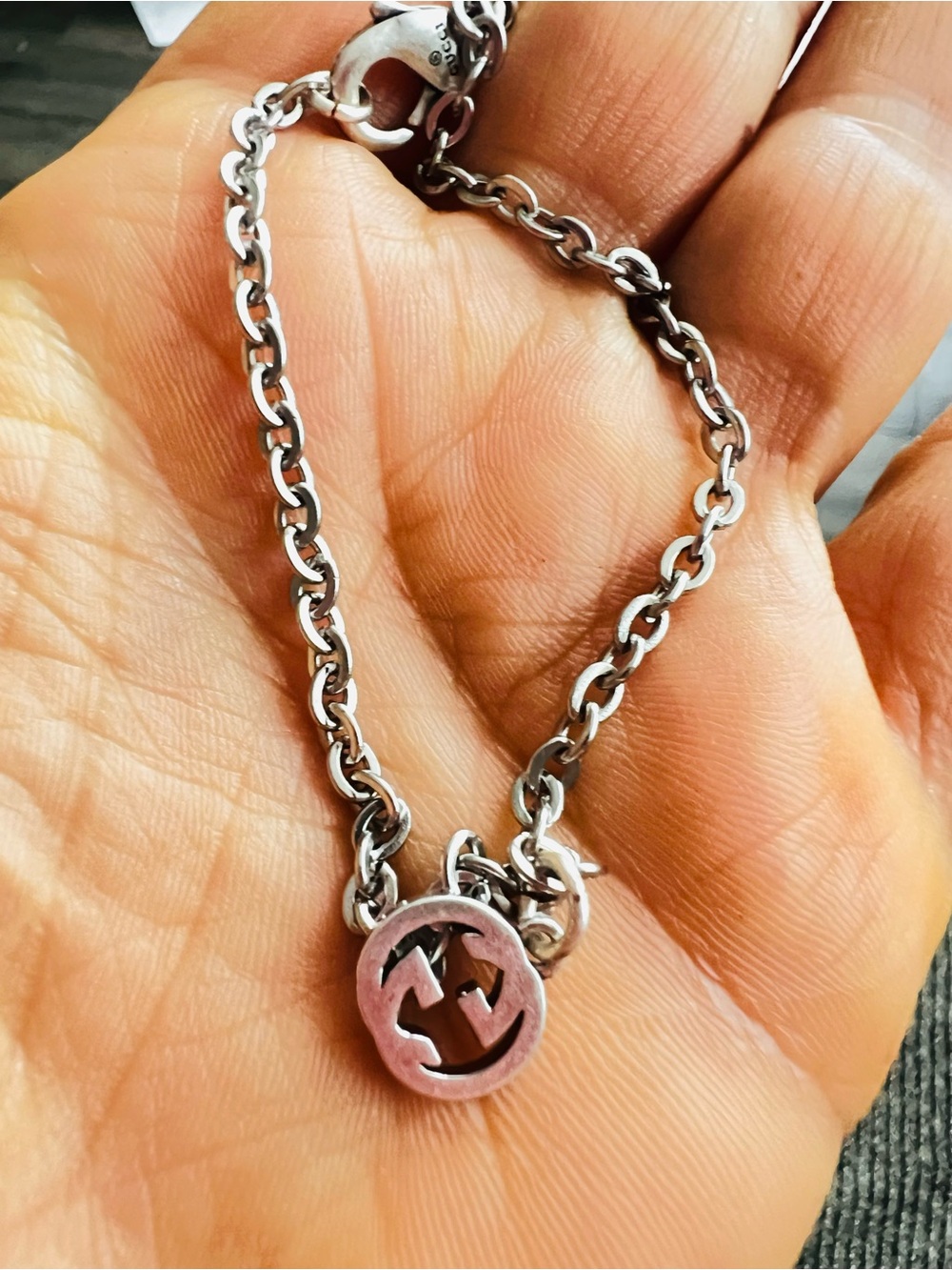 Unbranded fashion Silver-Tone Interlock Logo Charm Bracelet - upcycled
